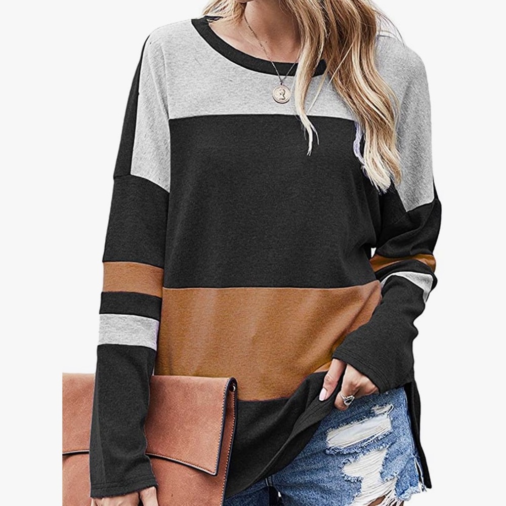 Women’s Loose Fitting Long Sleeve, Round Neck Casual Top